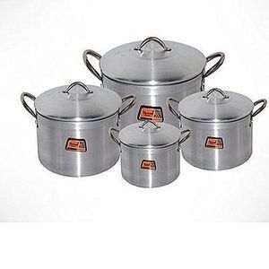 Tower Silver Aluminum Pots Set, 4 Pieces