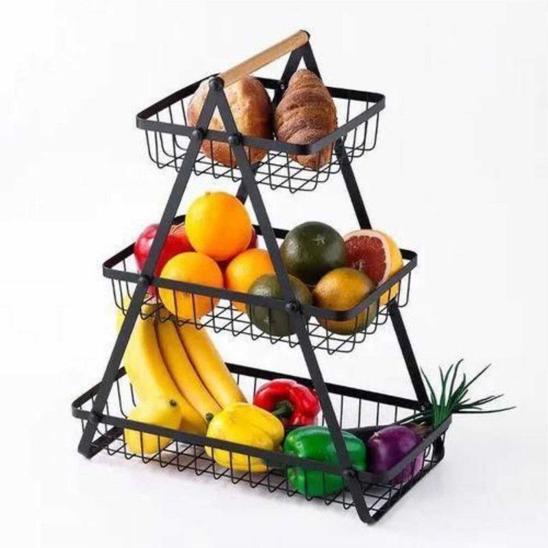 Black 3-Tier Multipurpose Fruit Basket