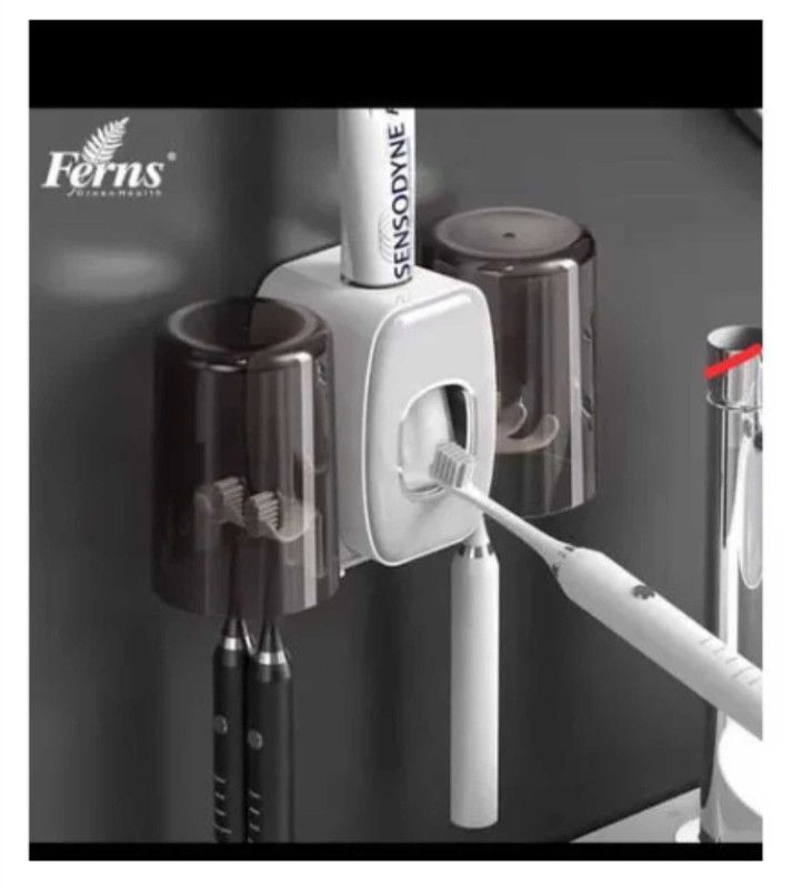 Ferns White Toothbrush And Toothpaste Dispenser Rack