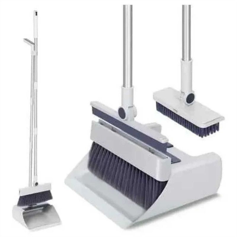 Broom With Dustpan Combo Set, 3-In-1