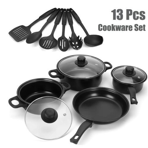 Black Non-Stick Pots And Pans Set, 13 pcs