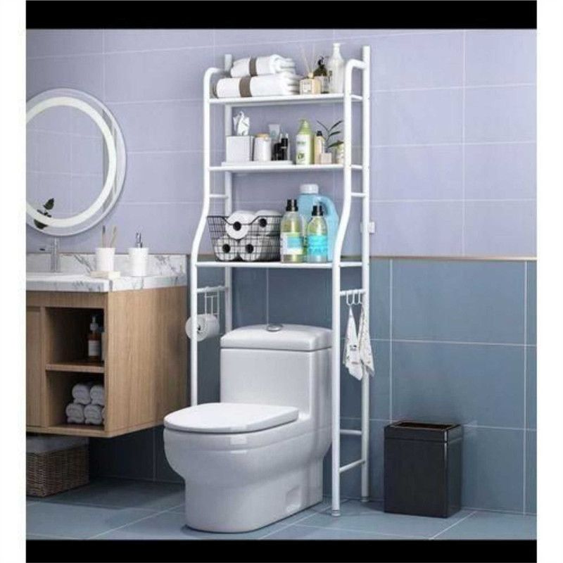 White Toilet Rack Cabinet Shelving Space Saver