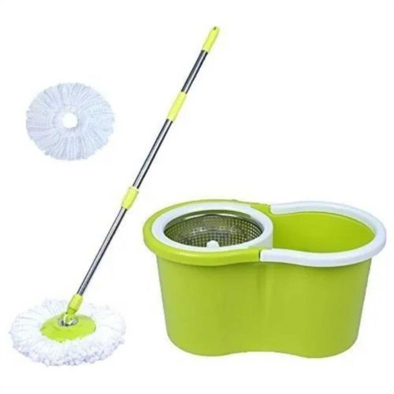 Green Extendable Spin Mopping Stick & Bucket