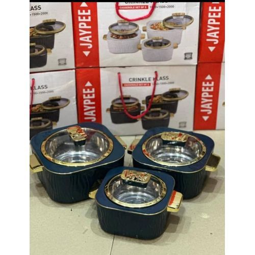 Jaypee Crinkle Glass Insulated Dinner Plates, 3 Sets