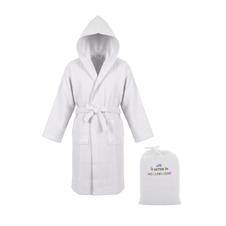 Accappatoio nido d'ape L/XL bianco - Life is better