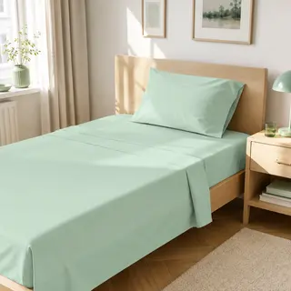 Completo letto singolo cotone verde - tinta unita