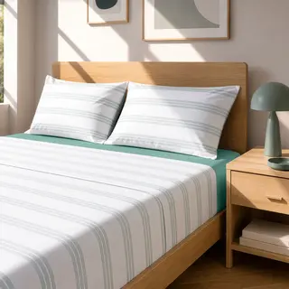 Completo letto matrimoniale righe acqua - cotone