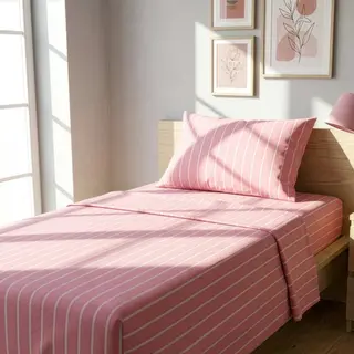 Completo letto singolo policotone righe - rosa