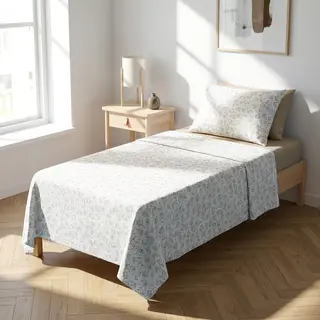 Completo letto singolo fiori sabbia - cotone