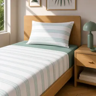 Completo letto singolo righe acqua - cotone