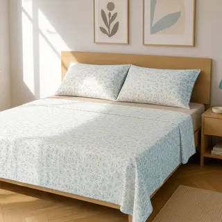 Completo letto matrimoniale fiori sabbia - cotone
