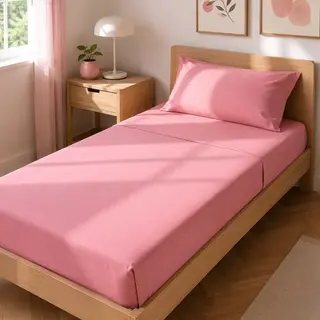 Completo letto singolo cotone rosa - tinta unita
