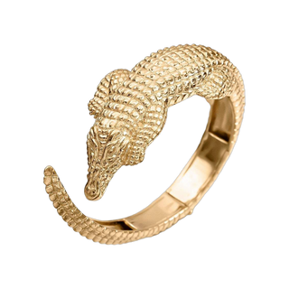 Brazalete De Plata 925 Bañada En Oro Amarillo De 18K Con Forma De Cocodrilo (J03015-02_St) Talla Única