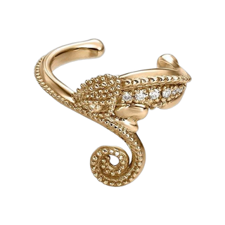 Pendiente Earcuff De Oro Amarillo De 18K Con Diamantes Con Forma De Camaleón (J05094-02-H_St) Talla Única
