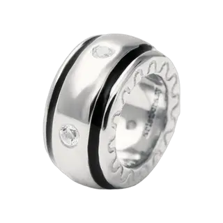 Charm de plata 925 con topacios blancos y esmalte negro con forma circular