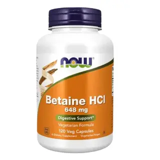 NOW FOODS Capsules de Bétaïne HCL pour le Soutien Digestif, 120 Compte