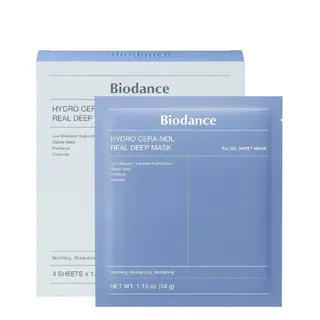 Biodance Hydro Cera-Nol Real Deep Mask, hoja de Hydrogel máscara 4 piezas