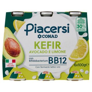 PIACERSI CONAD Kefir Avocado e Limone 6 x 100 g