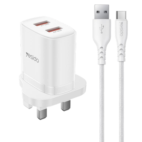 Yesido Dual Port Wall Charger & Usb-C Cable