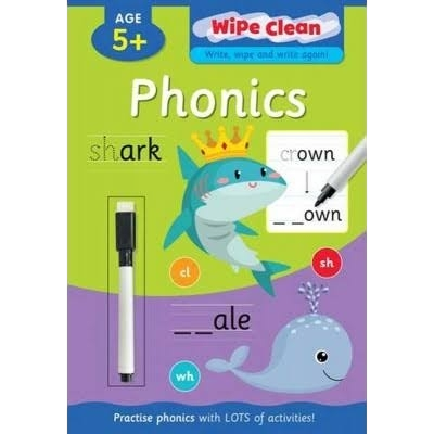 Alligator Wipe-Clean Phonics Book, 5+ Years