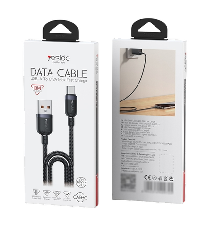 Yesido Ca133C 18W A To C Data Cable 2M