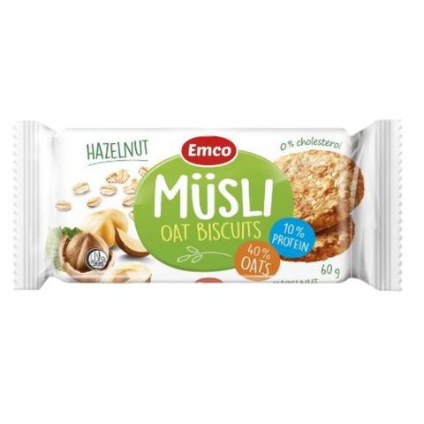 Emco Hazelnut Oat Cookies, 60G