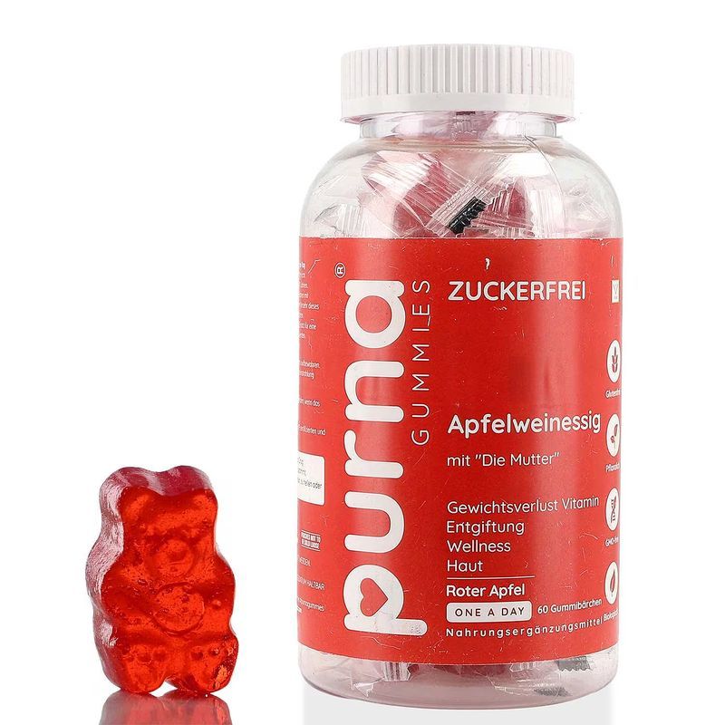 Purna Red Apple Cider Vinegar Gummies, 30 Count