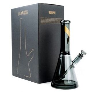 Bong Marley Natural, Smoked Glass, Gold Stripe Decal, 33cm