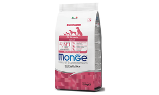 Monge Dog All Breeds Adult — მონოპროტეინული საკვები ზრდასრული ძაღლებისთვის საქონლის ხორცით და ბრინჯით