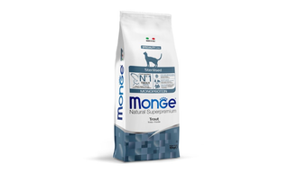 Monge Cat Sterilised — მონოპროტეინული საკვები სტერილიზებული კატებისთვის კალმახით