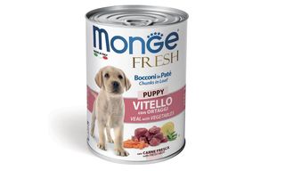 Monge Dog Fresh Puppy — ხბოს ხორცისა და ბოსტნეულის ნაჭრები პაშტეტში ლეკვებისთვის (400 გ)