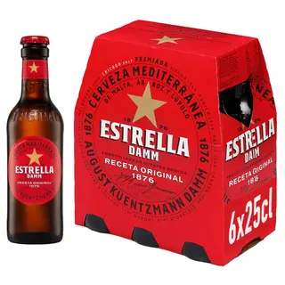 Cerveza Estrella Damm Pack 6 Botella 25Cl.