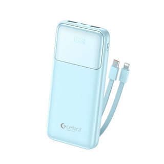 Baterie Externa Cellara Colectia Versa Pro Capacitate 10000 Mah Pd 22.5W Cu Cablu Type C/Lightning - Albastru Deschis