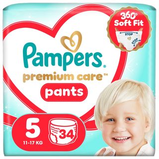 Pampers Premium Care Pieluchomajtki Rozmiar 5, 34 szt., 11kg-17kg
