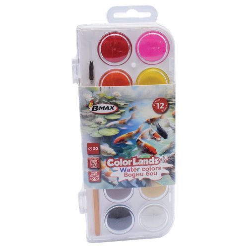 Бои Водни B-Max Color Lands 12 Цвята Фм + Четка