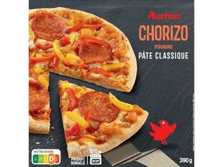 Pizza Cozedura Pedra Auchan:Chorizo 390G
