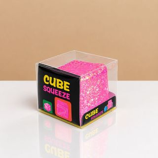 Cube Squeeze – Cub senzorial antistres cu sclipici, roz