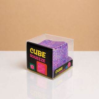 Cube Squeeze – Cub senzorial antistres cu sclipici, mov
