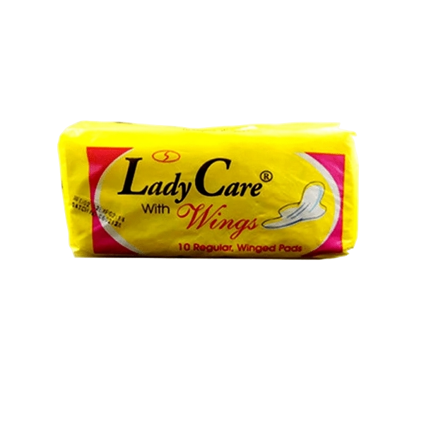 Lady Care Yellow Sanitary Pads With Wings, 10 Pads