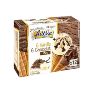 Adélie mini cornet vanille chocolat x12 226g