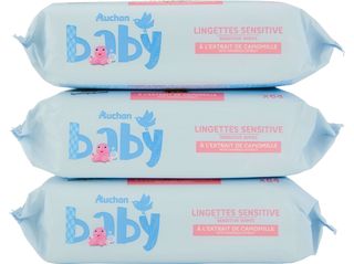 Toalhitas Auchan Baby Sensitive C/Camomila 3X64Un