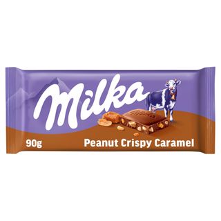 Milka Czekolada mleczna z orzeszkami ziemnymi kawałkami karmelu i chrupkami zbożowymi 90 g