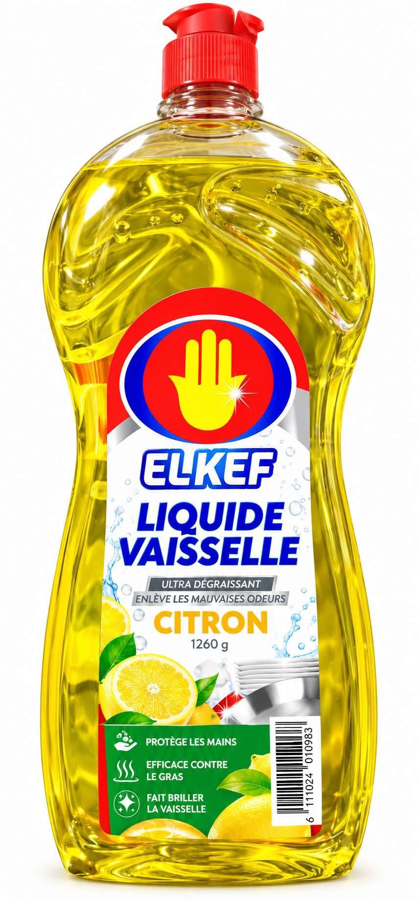 El Kef Liquide Vaisselle Ultra Dégraissant Citron – 1225 ml