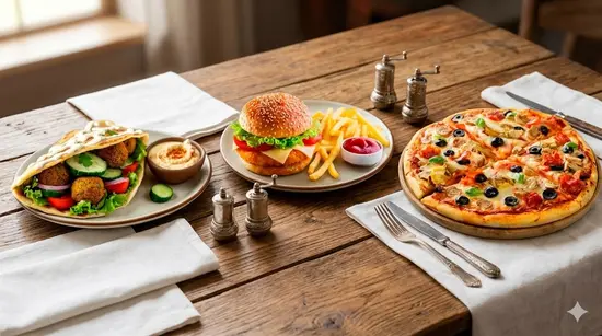 Healthy bowl& pizza kebab