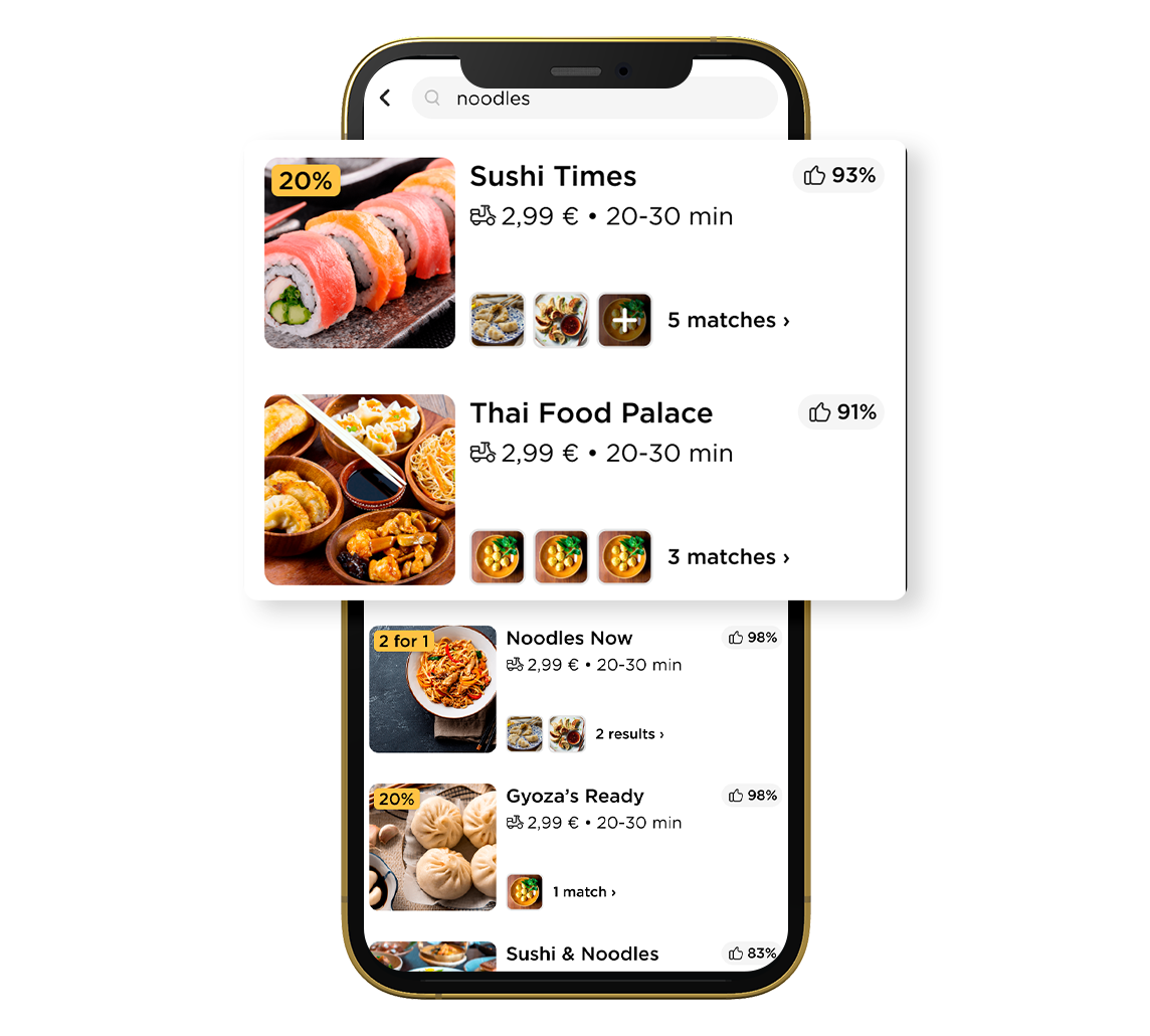 Screenshot of sponsored search results on the Glovo app
