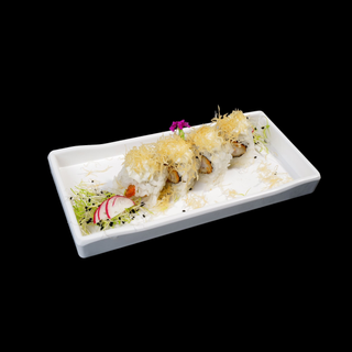 Gamba y queso cubierto de kataifi