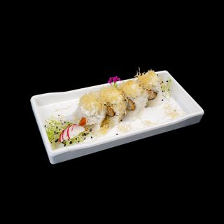 Gamba y queso cubierto de kataifi