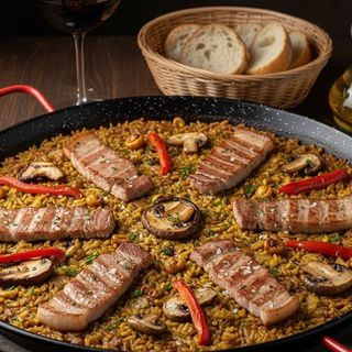 Arroz De Secreto Ibérico Y Setas De Temporada Para 2 Personas