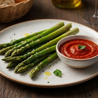 Manojo De Trigueros Con Salsa Romesco