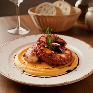 Pulpo Braseado Sobre Crema Fina De Batata Ahumada